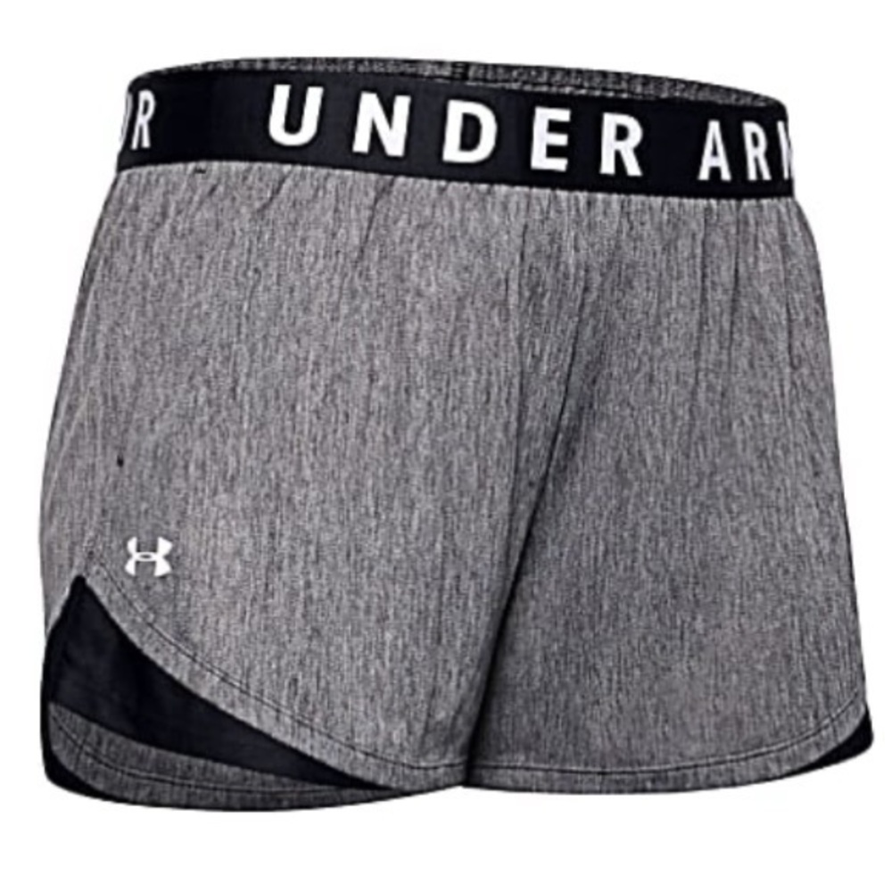Under Armour Women's Gray Black Play Up Twist 3.0 Heatgear Loose Fit Shorts Sz S